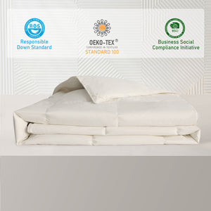 puredown® Organic Cotton Feather Comforter, Bedding Duvet Insert Full/Queen Size, 100% Pure Natural Cotton Cover Breathable Fluffy Feather Comforter with Corner Ties (Beige, 88"x90")