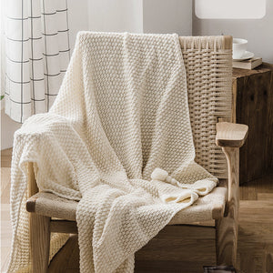 Ultra Soft Knitted Tassel Throw Blanket