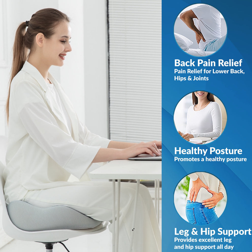 Seat Cushion for Lower Back Pain Relief - Enhances Posture